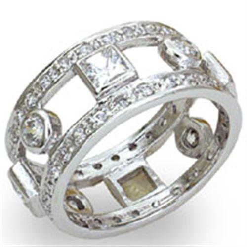 MA20421 - High-Polished 925 Sterling Silver Ring with AAA Grade CZ  in Clear