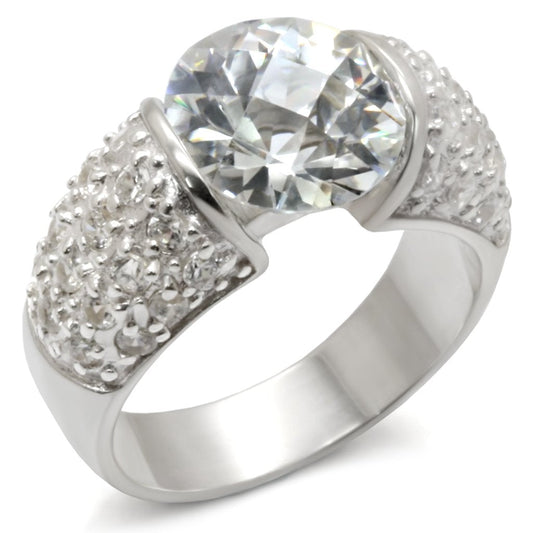 MA20423 - High-Polished 925 Sterling Silver Ring with AAA Grade CZ  in Clear