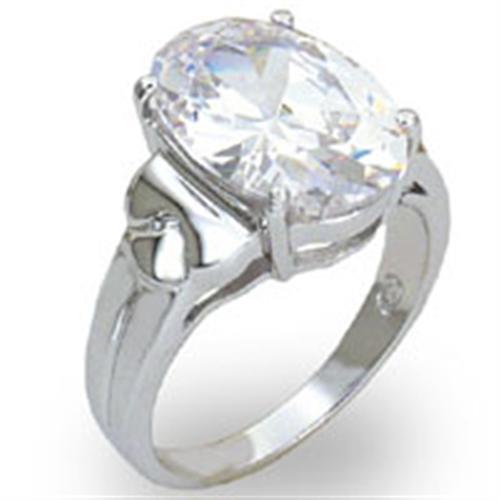 MA20424 - High-Polished 925 Sterling Silver Ring with AAA Grade CZ  in Clear