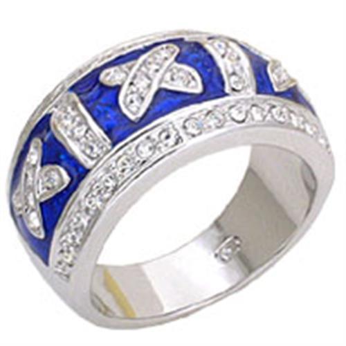 MA20829 - Rhodium Brass Ring with Top Grade Crystal  in Clear