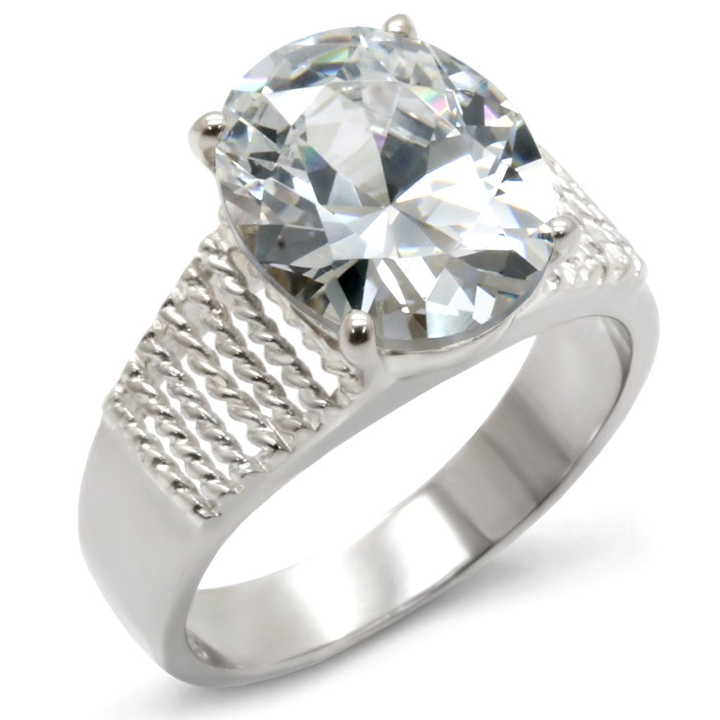 MA21118 - High-Polished 925 Sterling Silver Ring with AAA Grade CZ  in Clear