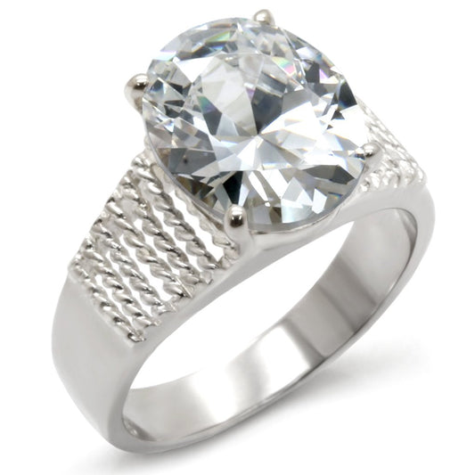 MA21118 - High-Polished 925 Sterling Silver Ring with AAA Grade CZ  in Clear