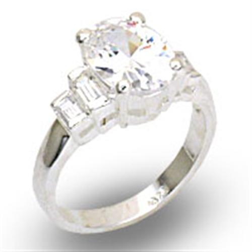 MA21121 - High-Polished 925 Sterling Silver Ring with AAA Grade CZ  in Clear