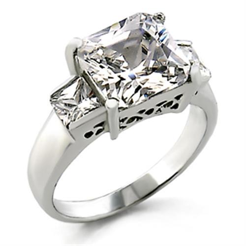 MA21209 - High-Polished 925 Sterling Silver Ring with AAA Grade CZ  in Clear