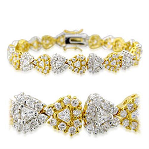 MA23711 - Gold+Rhodium Brass Bracelet with AAA Grade CZ  in Clear