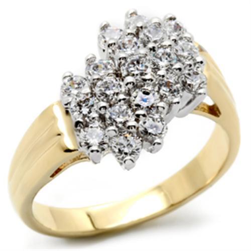 MA2W012 - Gold+Rhodium Brass Ring with AAA Grade CZ  in Clear