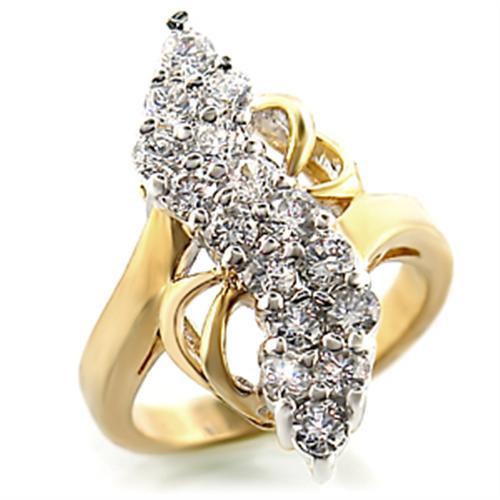 MA2W017 - Gold+Rhodium Brass Ring with AAA Grade CZ  in Clear