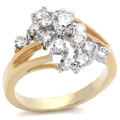 MA2W023 Gold+Rhodium Brass Ring with AAA Grade CZ in Clear