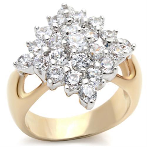 MA2W024 - Gold+Rhodium Brass Ring with AAA Grade CZ  in Clear