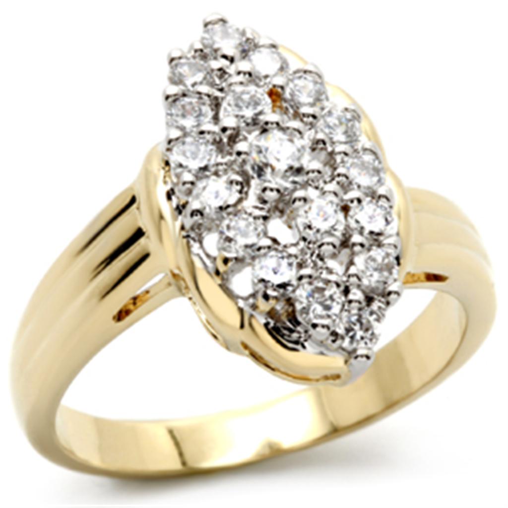 MA2W032 Gold+Rhodium Brass Ring with AAA Grade CZ in Clear