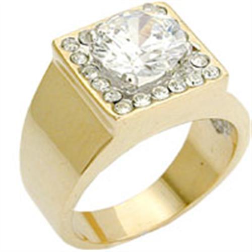 MA2W076 - Gold+Rhodium Brass Ring with AAA Grade CZ  in Clear