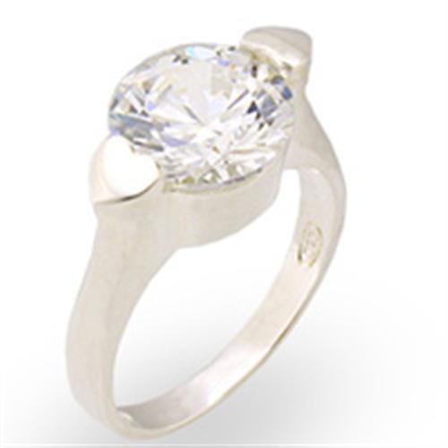 MA30113 - High-Polished 925 Sterling Silver Ring with AAA Grade CZ  in Clear