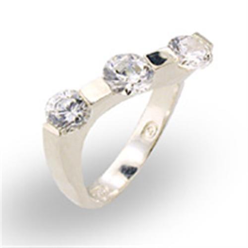 MA30123 - High-Polished 925 Sterling Silver Ring with AAA Grade CZ  in Clear