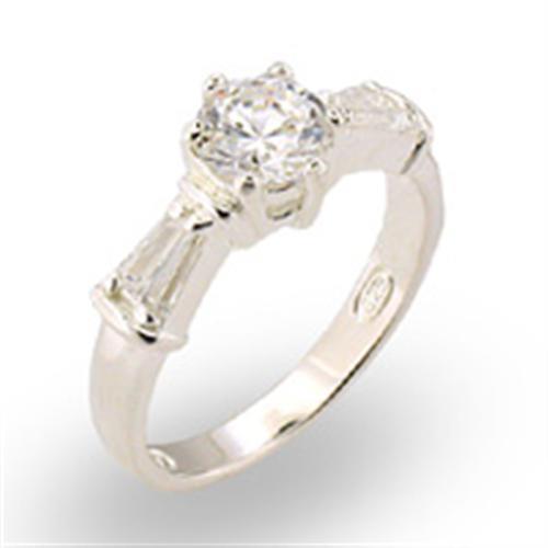 MA30125 - High-Polished 925 Sterling Silver Ring with AAA Grade CZ  in Clear