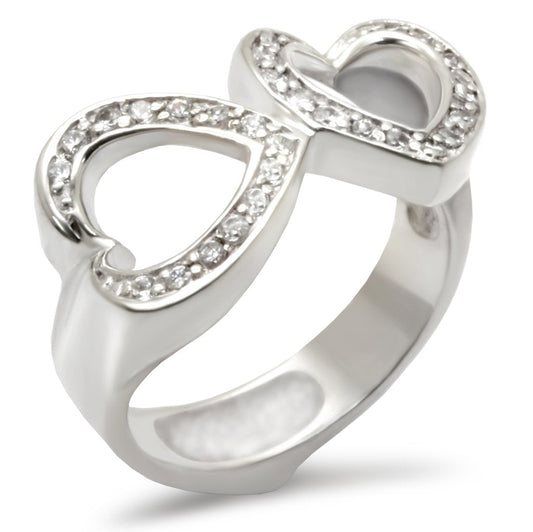 MA30235 - High-Polished 925 Sterling Silver Ring with AAA Grade CZ  in Clear