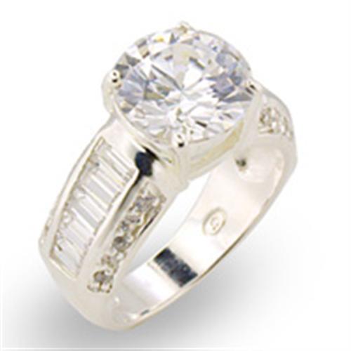 MA30307 - High-Polished 925 Sterling Silver Ring with AAA Grade CZ  in Clear