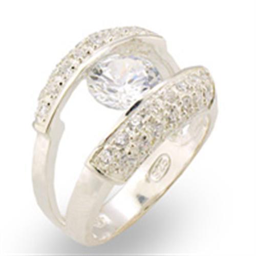 MA30313 - High-Polished 925 Sterling Silver Ring with AAA Grade CZ  in Clear