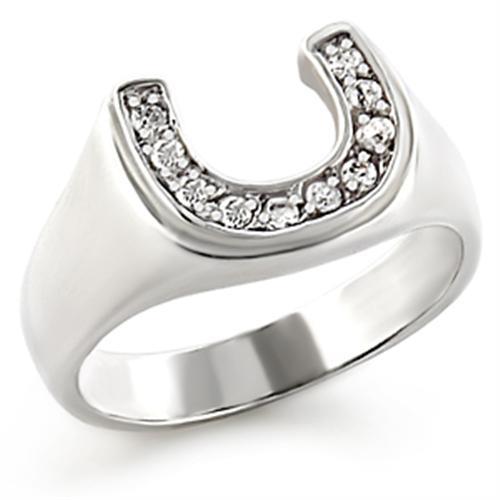 MA30314 - High-Polished 925 Sterling Silver Ring with AAA Grade CZ  in Clear