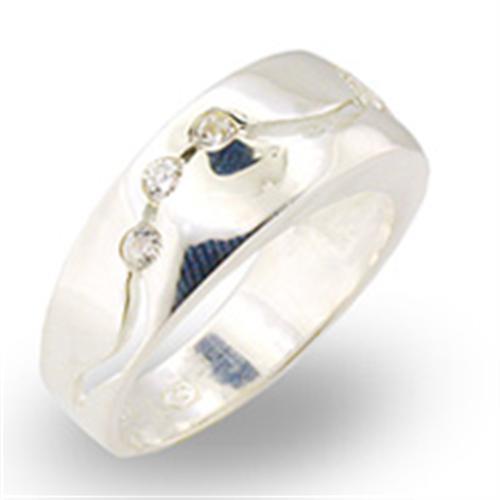 MA30336 - High-Polished 925 Sterling Silver Ring with AAA Grade CZ  in Clear