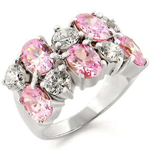 MA30817 - High-Polished 925 Sterling Silver Ring with AAA Grade CZ  in Rose