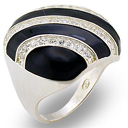 MA30915 - High-Polished 925 Sterling Silver Ring with AAA Grade CZ  in Clear