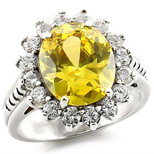 MA31218 - High-Polished 925 Sterling Silver Ring with AAA Grade CZ  in Citrine