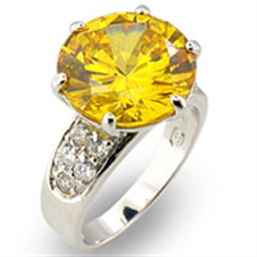MA31219 - High-Polished 925 Sterling Silver Ring with AAA Grade CZ  in Citrine