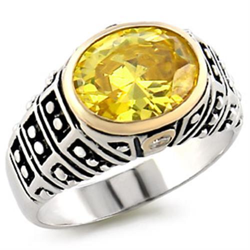 MA31419 - Reverse Two-Tone 925 Sterling Silver Ring with AAA Grade CZ  in Topaz