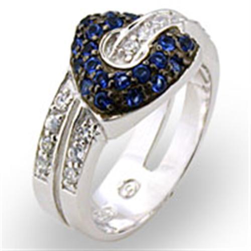 MA31708 - Rhodium + Ruthenium 925 Sterling Silver Ring with Synthetic Spinel in Montana