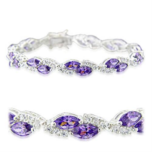 MA31915 - High-Polished 925 Sterling Silver Bracelet with AAA Grade CZ  in Amethyst