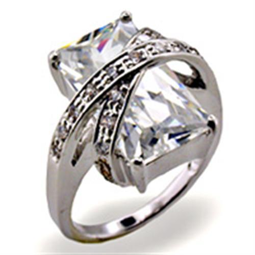 MA32103 - High-Polished 925 Sterling Silver Ring with AAA Grade CZ  in Clear