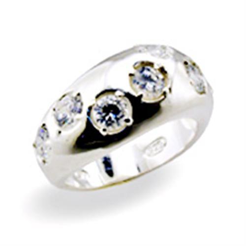 MA32114 - High-Polished 925 Sterling Silver Ring with AAA Grade CZ  in Clear