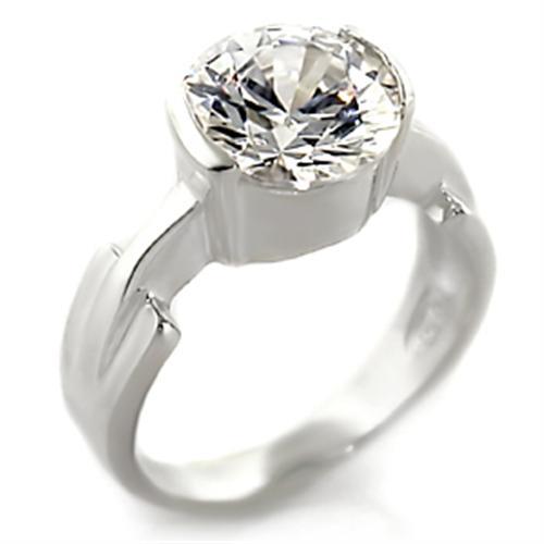 MA32125 - High-Polished 925 Sterling Silver Ring with AAA Grade CZ  in Clear