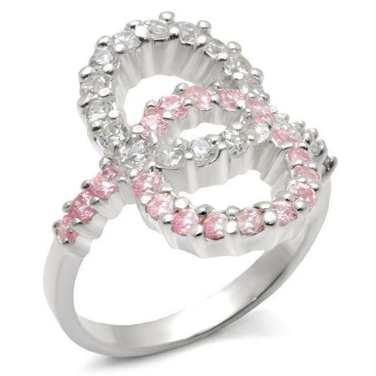 MA32516 - High-Polished 925 Sterling Silver Ring with AAA Grade CZ  in Rose