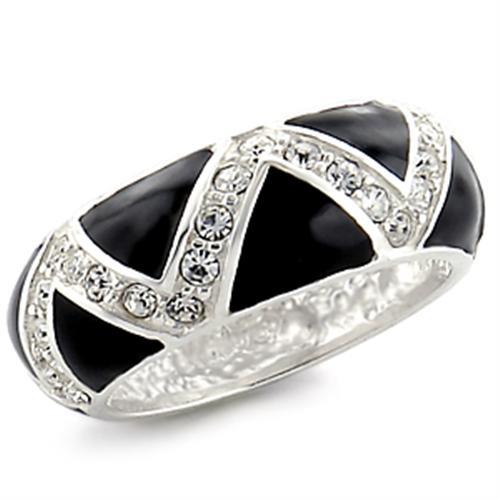 MA32615 - High-Polished 925 Sterling Silver Ring with Top Grade Crystal  in Clear