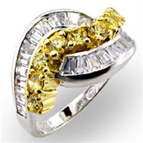 MA32817 - Reverse Two-Tone 925 Sterling Silver Ring with AAA Grade CZ  in Citrine