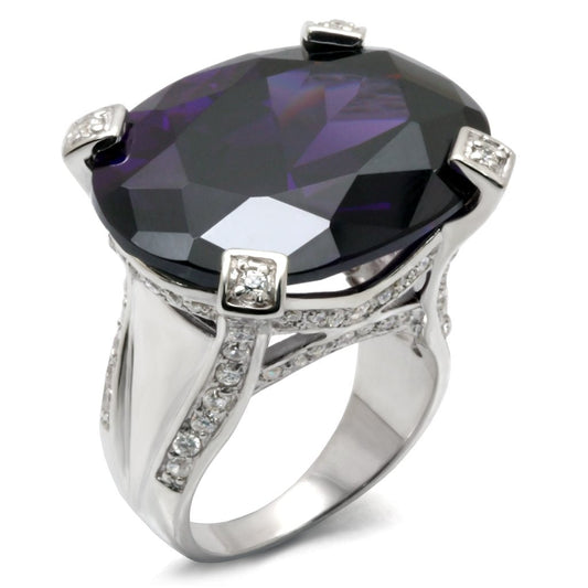 MA32926 - High-Polished 925 Sterling Silver Ring with AAA Grade CZ  in Amethyst