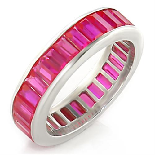MA33901 - High-Polished 925 Sterling Silver Ring with Synthetic Garnet in Ruby