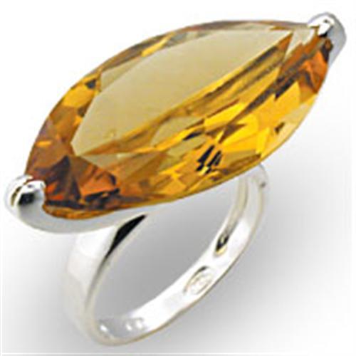 MA33915 - High-Polished 925 Sterling Silver Ring with AAA Grade CZ  in Citrine