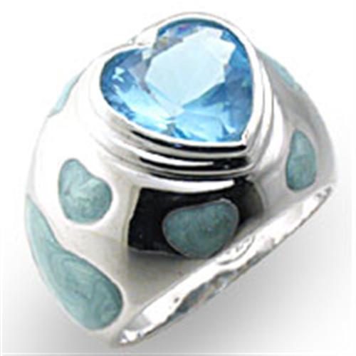MA33923 - High-Polished 925 Sterling Silver Ring with Synthetic Spinel in Sea Blue