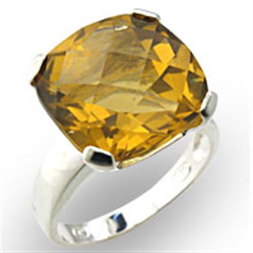 MA34019 - High-Polished 925 Sterling Silver Ring with Semi-Precious Citrine in Citrine