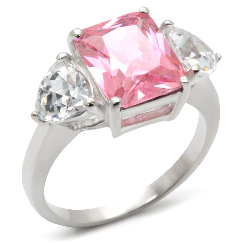 MA34101 - High-Polished 925 Sterling Silver Ring with AAA Grade CZ  in Rose