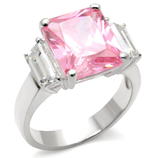 MA34102 - High-Polished 925 Sterling Silver Ring with AAA Grade CZ  in Rose