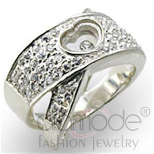 MA34114 - High-Polished 925 Sterling Silver Ring with Top Grade Crystal  in Clear