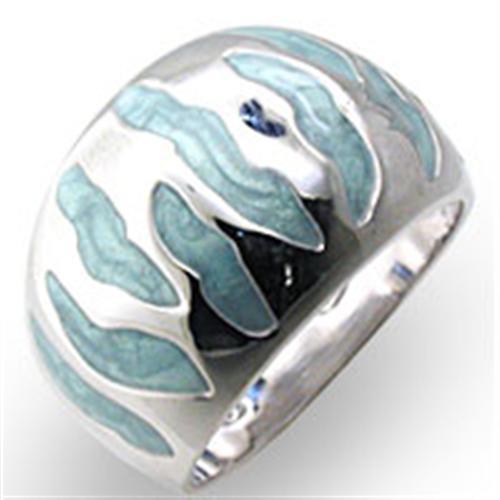MA34205 - High-Polished 925 Sterling Silver Ring with Epoxy  in Sea Blue