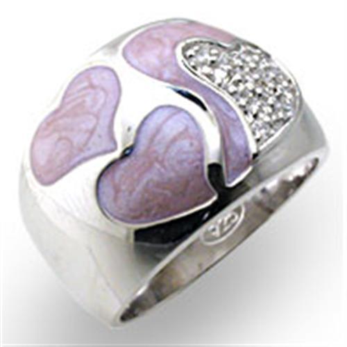 MA34220 High-Polished 925 Sterling Silver Ring with AAA Grade CZ in Clear