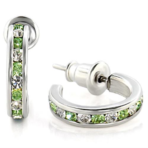 MALOAS1345 High-Polished 925 Sterling Silver Earrings with Top Grade Crystal in Peridot