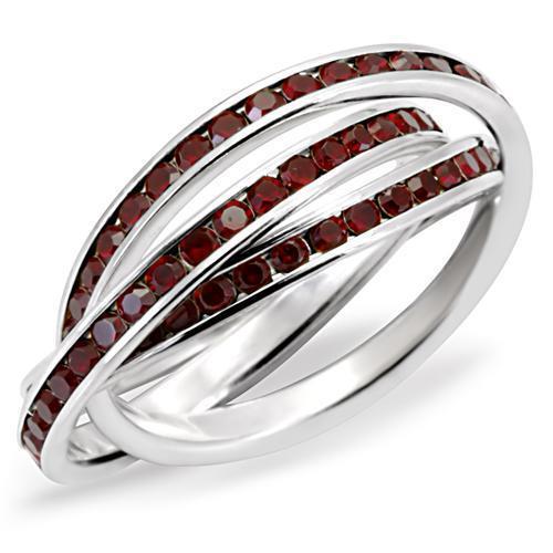 MA35119 - High-Polished 925 Sterling Silver Ring with Top Grade Crystal  in Siam