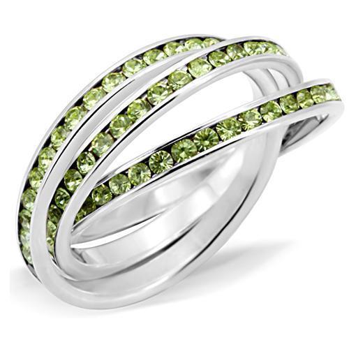 MA35120 - High-Polished 925 Sterling Silver Ring with Top Grade Crystal  in Peridot