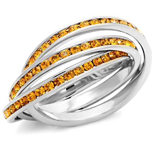 MA35123 - High-Polished 925 Sterling Silver Ring with Top Grade Crystal  in Topaz